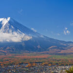 Pagoda overlooking Mount Fuji, Japan